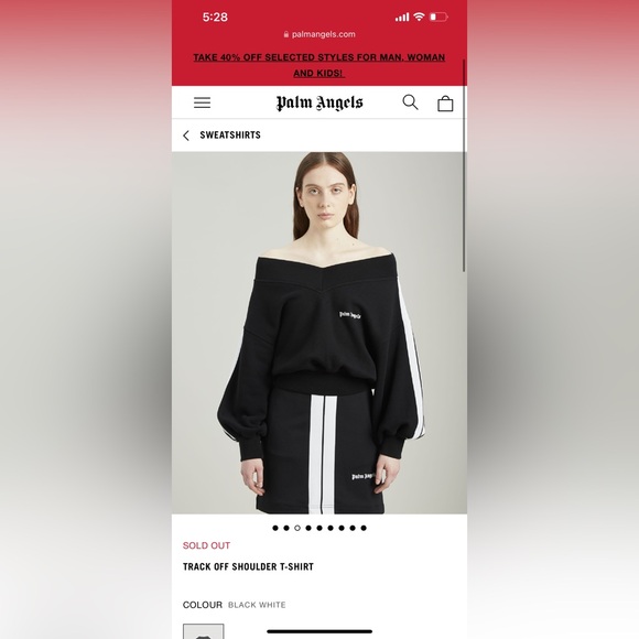 Palm Angels Logo Print Off-shoulder Sweatshirt Size Small Track Off Shoulder - Picture 3 of 16